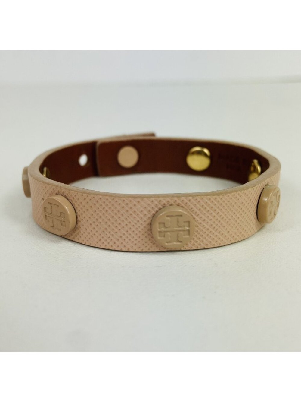 Tory Burch Nude Blush Saffiano Leather Bracelet Beige